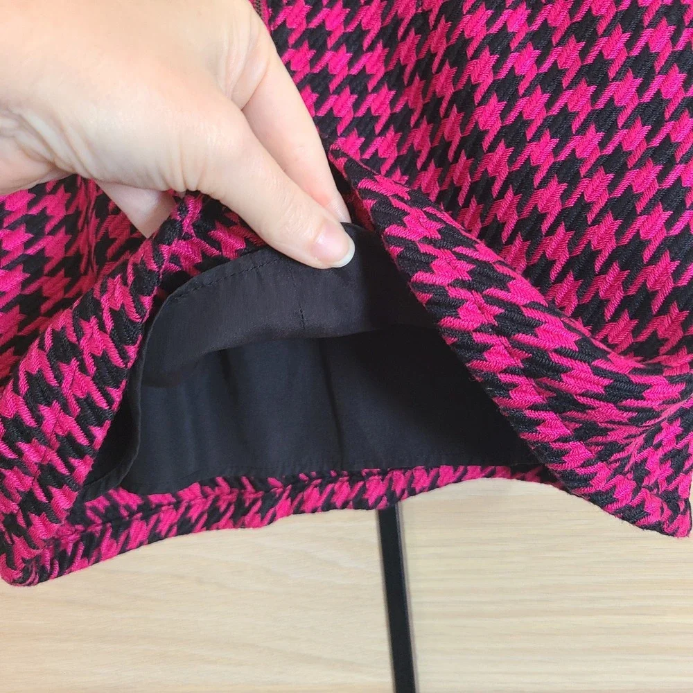 Y2K Cherokee Houndstooth Mini Skirt Kids 7/8 Pink Black Retro Skater Whimsigoth